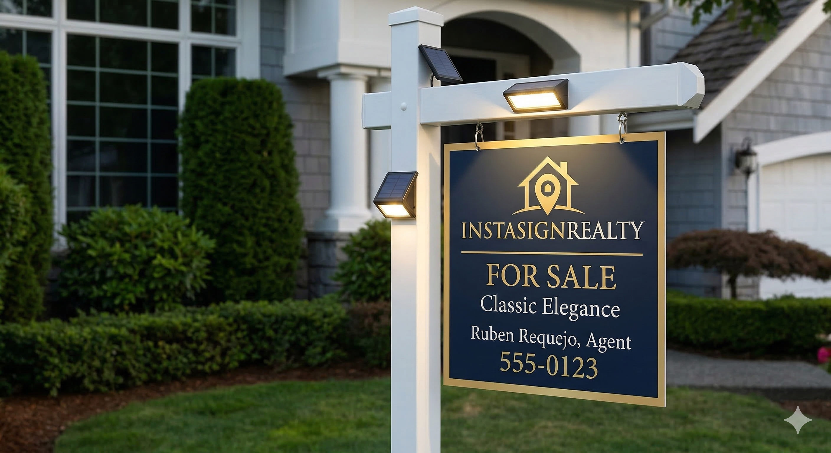 Premier Residential Sign Example with Solar Light